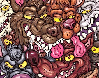 Wolf Cartoon Drawing - Etsy