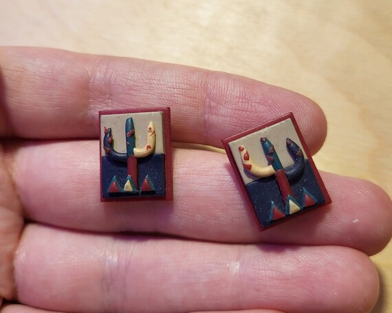 Handmade polymer clay southwest style cactus stud earrings
