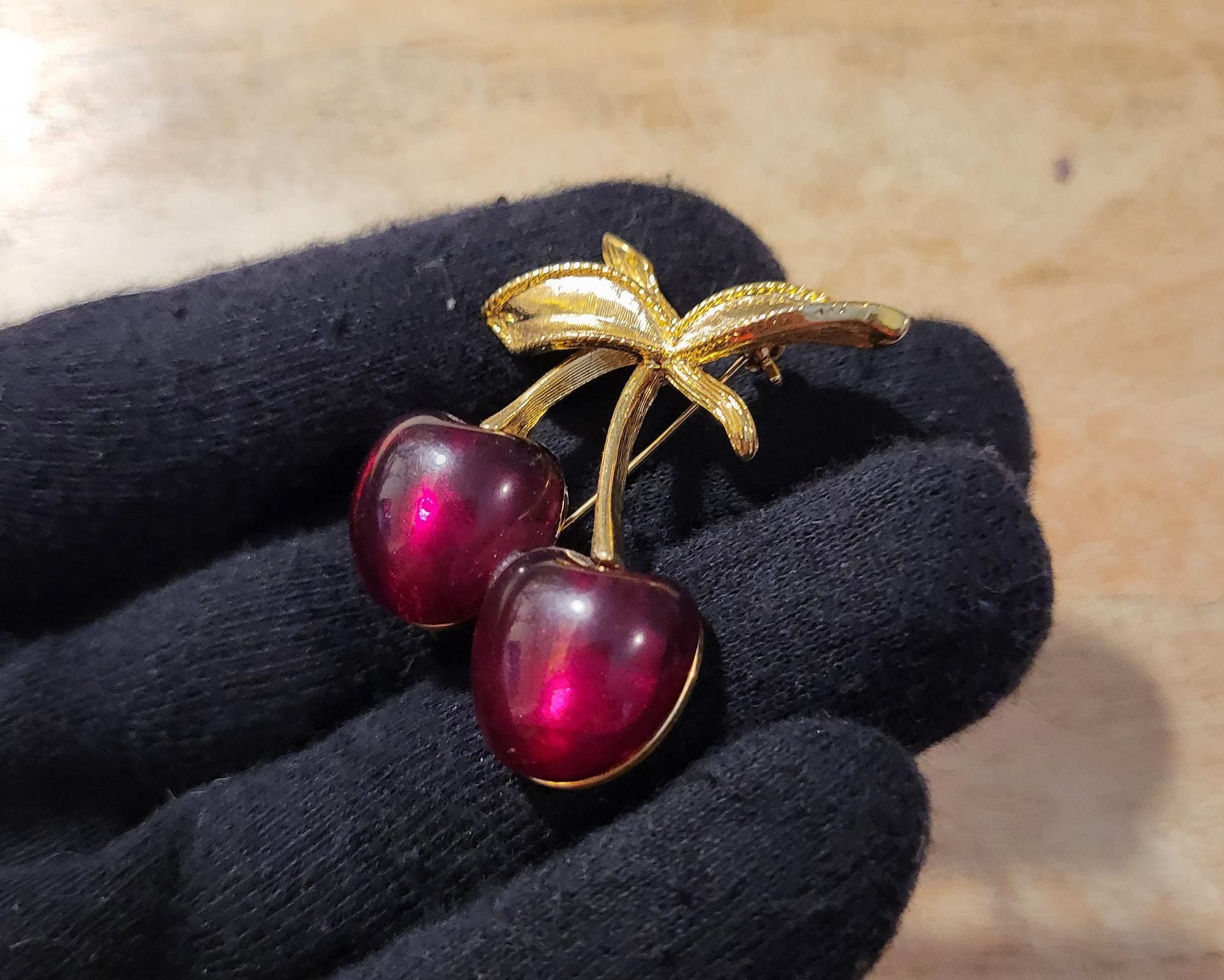 Vintage Cherry Brooch - Etsy
