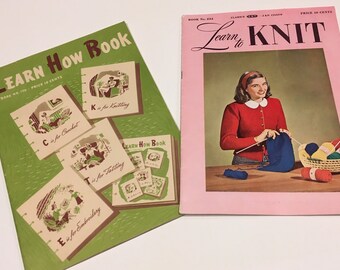 vintage collectible KNITTING NEEDLEPOINT BOOKS in pristine condition 1940s