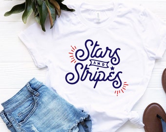 Stars and Stripes Fourth of July Shirt // Stars and Stripes Memorial Day Shirt // Independence Day T-Shirt // 4th of July T-Shirt