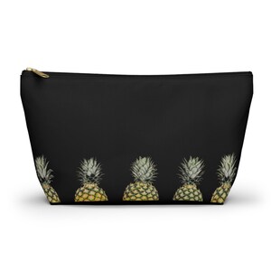 Pineapples Accessory Pouch, Black Toiletry Bag, Pencil Case, Makeup Bag, Jewelry Pouch, Double-sided Graphic, Small, Large, Zipper, Travel