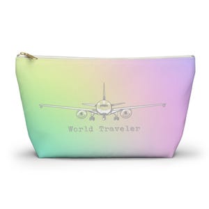World Traveler Accessory Pouch, Airplane Toiletry Bag, Tie-Dye Pencil Case, Makeup Bag, Jewelry Pouch, Small, Large, T Bottom, Zipper, Gift