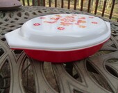 Vintage Pyrex Friendship Orange Divided Casserole Dish w Lid 1 Quart Made in USA