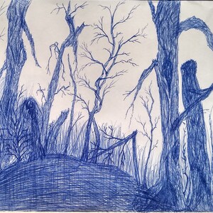 Natural landscape ink drawing