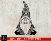 Zentangle Nordic Gnome SVG, Santa Gnome SVG, Mandala gnome SVG, Gnome Cricut file, Gnome svg for t shirts, Cricut svg Cut Files