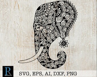 Mandala Elephant SVG | Etsy