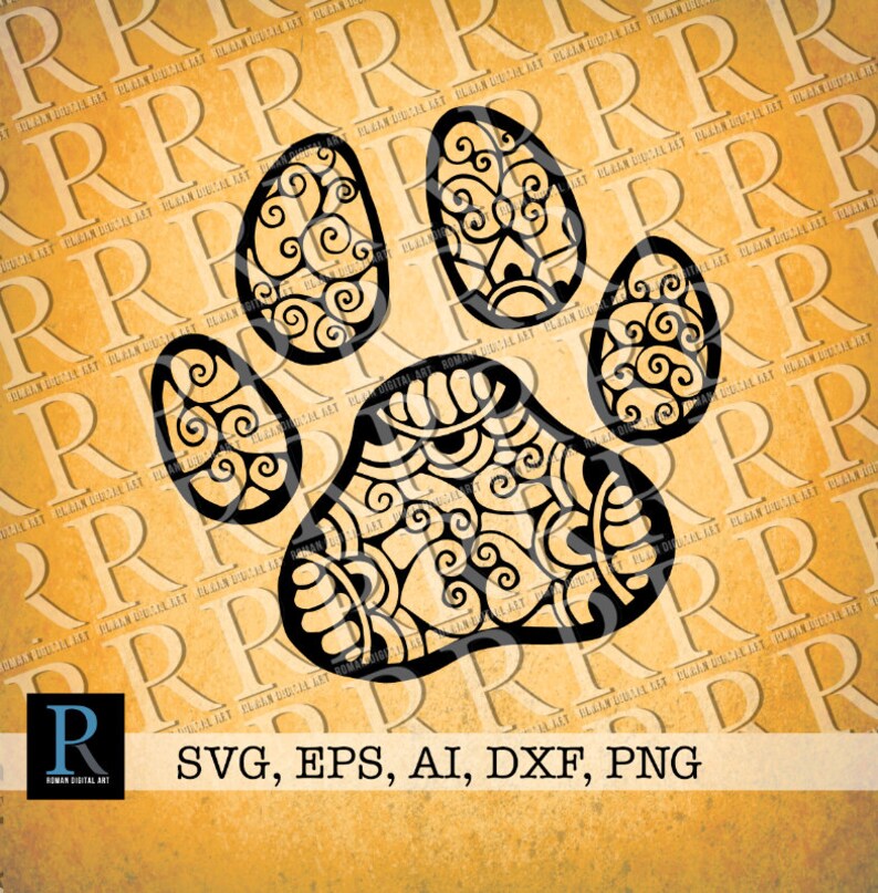 Download Zentangle Paw SVG Mandala Paw SVG | Etsy