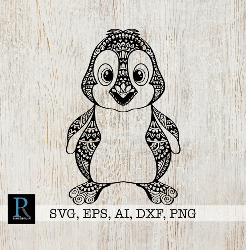 Download Zentangle Penguin SVG Mandala Penguin SVG | Etsy