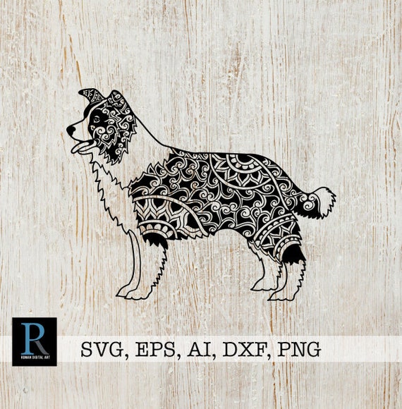 Download Zentangle Border Collie Svg Cutting File Australian Shepherd Etsy