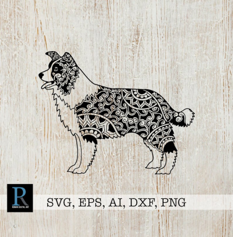 Download Zentangle Border Collie SVG Cutting File Australian ...