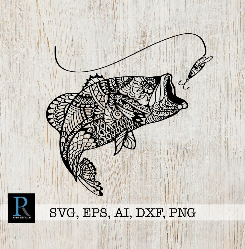 Download Bass Fish Zentangle SVG Bass Fish Mandala SVG | Etsy