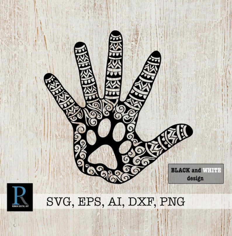 Download Zentangle Hand Paw SVG Mandala Paw Hand SVG Hand for cricut | Etsy