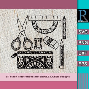 Schoolbenodigdheden gesneden SVG-bestanden, terug naar school SVG, leraar clipart, onderwijs graphics, mandala school gesneden bestanden, enkellaags ontwerpen