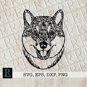 Mandala Shiba inu SVG-bestand, Shiba Inu gesneden bestand, Shiba Inu clipart, Zentangle SVG Design, Mandala SVG-bestand, enkellaags