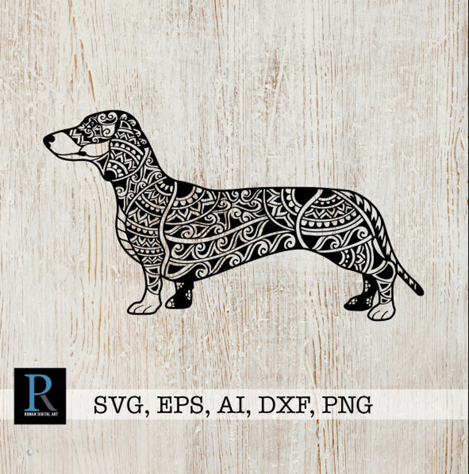 Zentangle Dachshund SVG Dachshund SVG Cut File Single Etsy