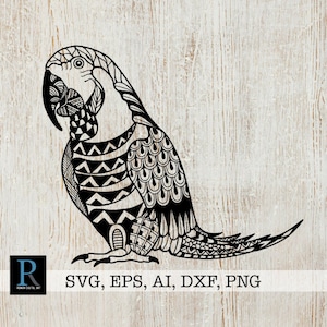Zentangle Parrot SVG, Mandala Parrot SVG, Zentangle Design, Mandala SVG Decal, single layered
