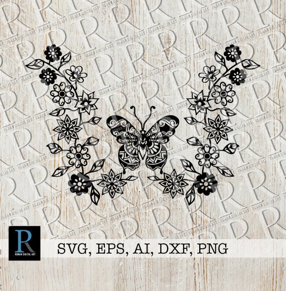 Download Zentangle Butterfly Flowers Svg Cut File Mandala Butterfly Etsy