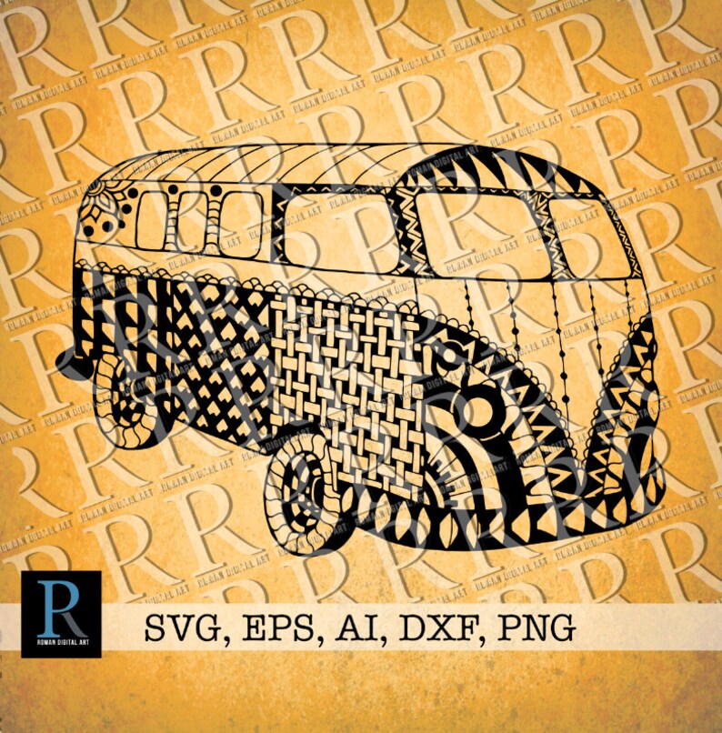 Download Zentangle Hippie Van SVG Mandala Hippie Van SVG | Etsy