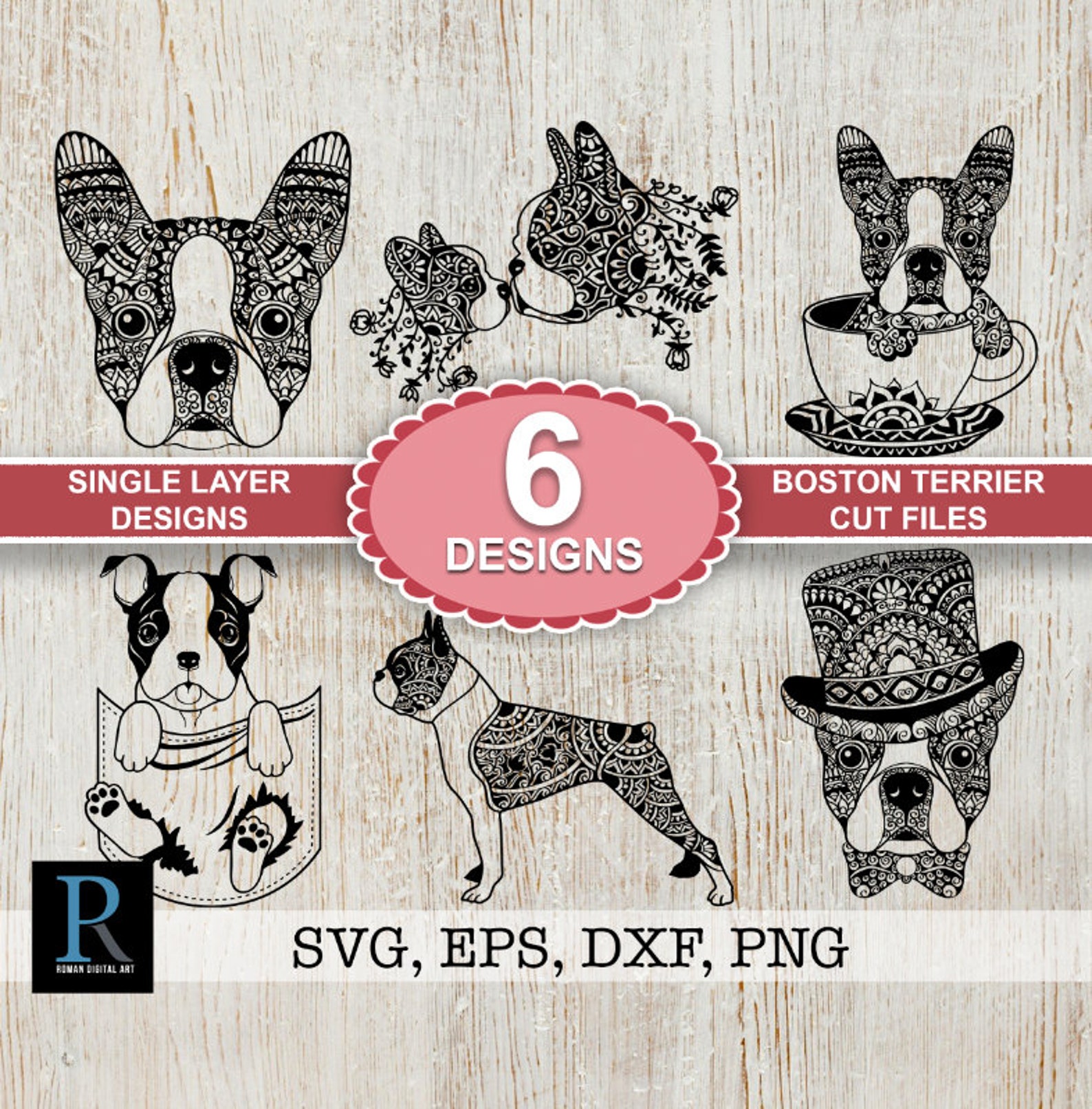 Bundle Boston Terrier SVG Mandala Boston Terrier SVG Cricut | Etsy