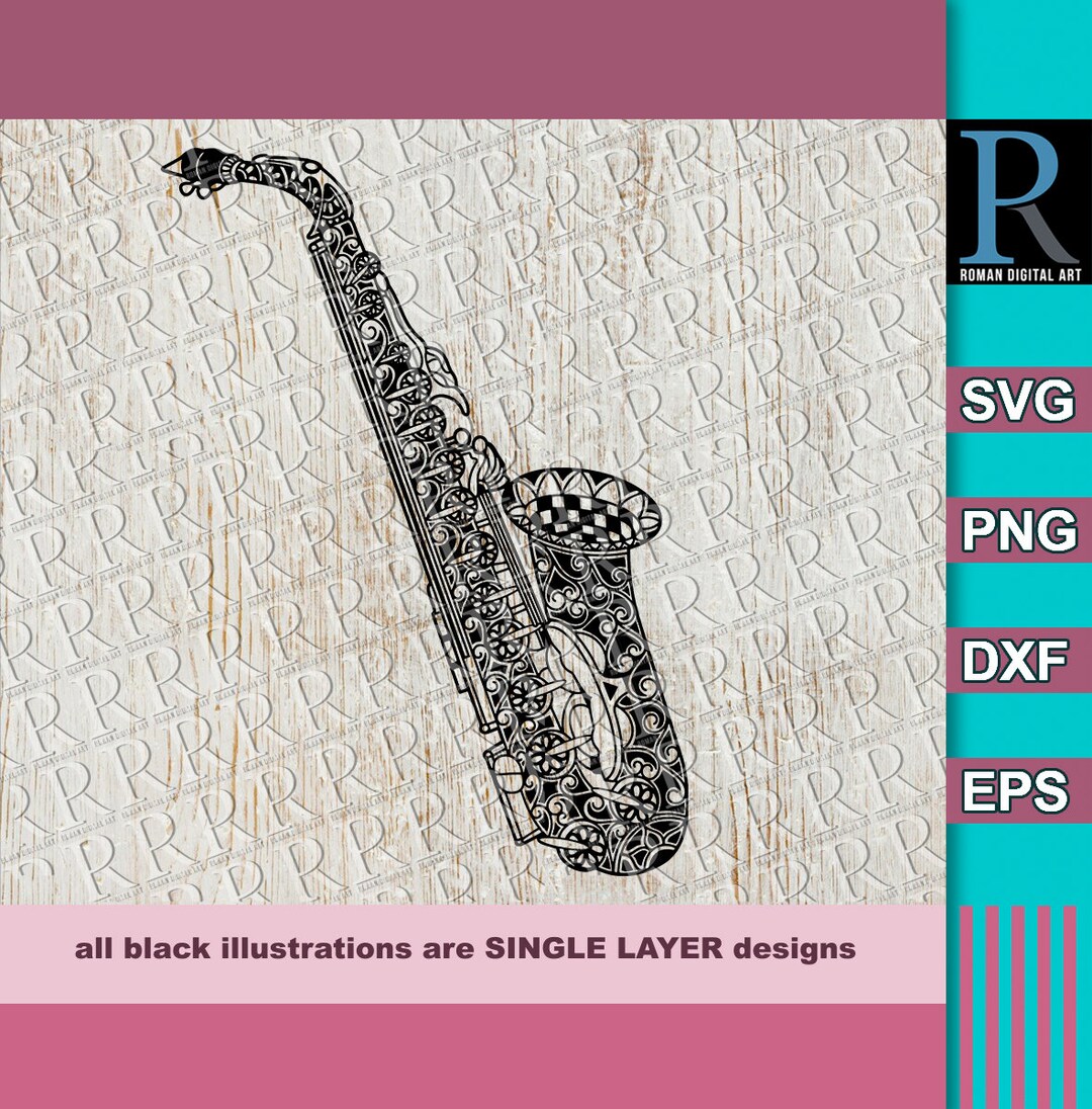 Saxophone SVG Cut File Mandala Saxophone Music Instrument Etsy