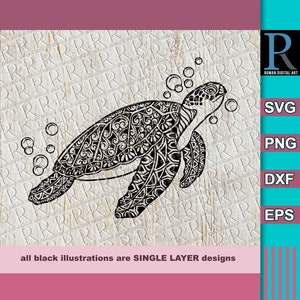 Mandala Schildkröte SVG, Meeresschildkröte SVG, Meeresschildkröte Clipart, Schildkröte für Cricut, Zentangle Schildkröte svg, Tier geschnitten Datei, Single Layer Design