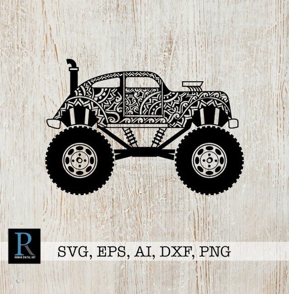 Zentangle Monster Truck SVG file Moster Truck Cut File | Etsy