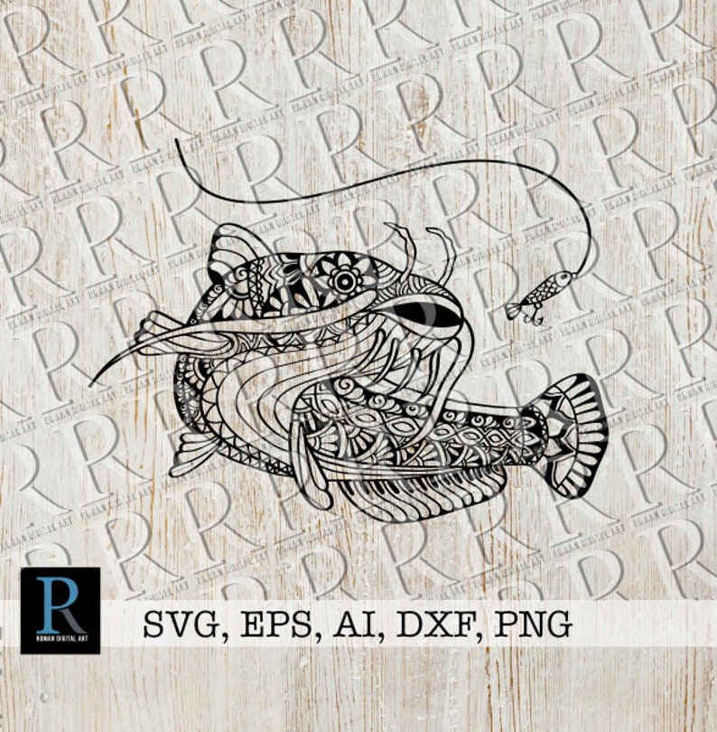 Zentangle Catfish SVG Mandala Catfish SVG Etsy