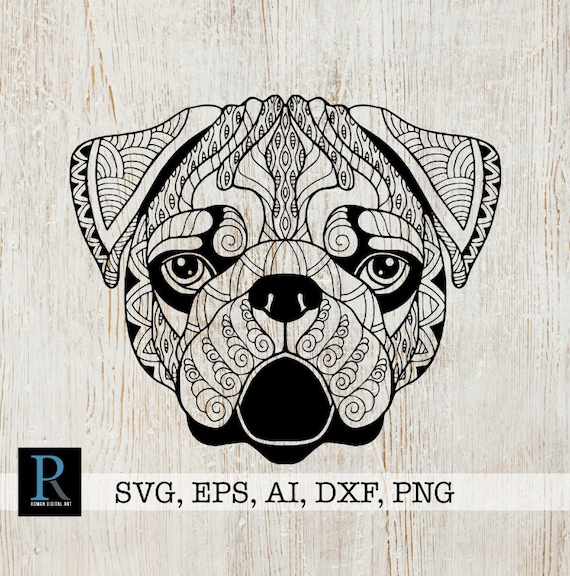 Zentangle Pug Svg Mandala Pug Svg Dog For Cricut Zentangle Etsy