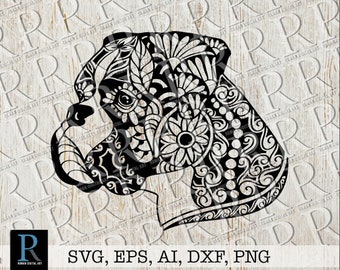 Zentangle Boxer Dog SVG, Mandala Boxer Dog SVG, Boxer Clipart Cut File, Cricut SVG File, Vector Illustration, Commercial use, Single Layer