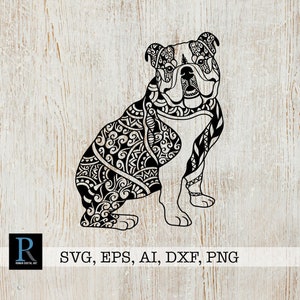 English Bulldog Mandala SVG: Single Layer Cricut File