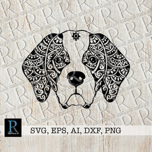 Zentangle English Pointer SVG: Mandala Dog Vector (Digital Download)