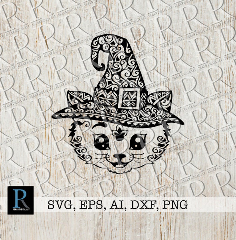 Download Zentangle Cat Witch Svg File Zentangle Cat Cut File Mandala Halloween Svg File Clip Art Art Collectibles