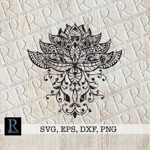 Lotus-svg-mandalaontwerp, zentangle lotusbloem voor Cricut Crafting, yoga lotusbloem, enkellaags