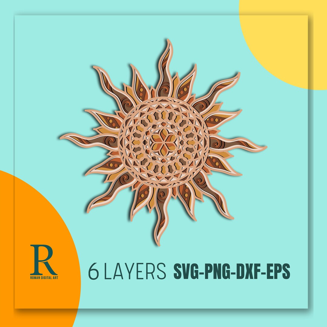3D Multilayered Sun Mandala SVG Cut File, Laser Cutting File - Etsy