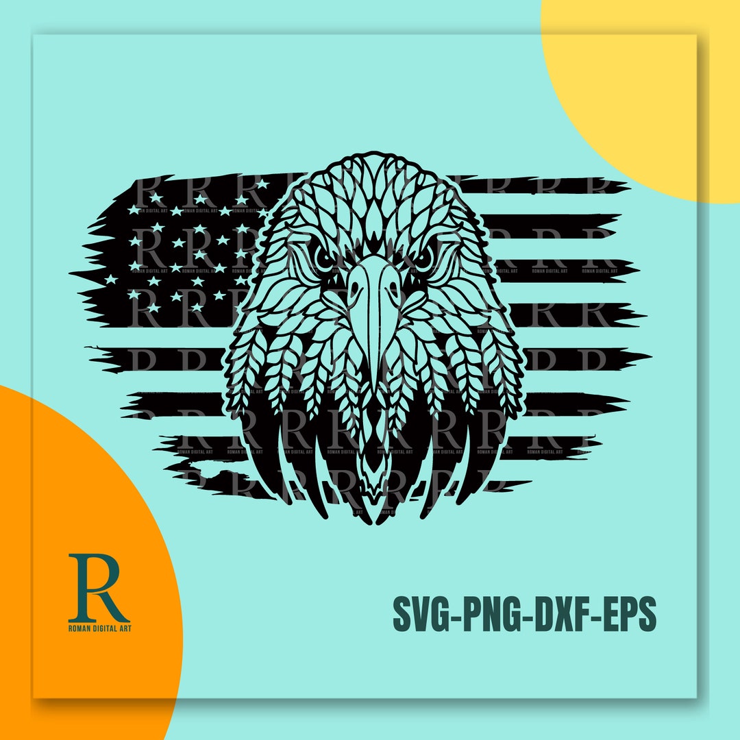 Eagle on USA Distressed Flag SVG Design for Laser Cutting Etsy