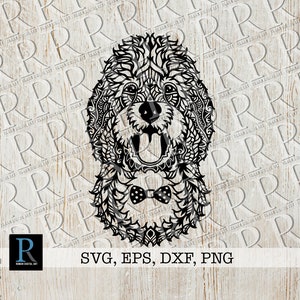 Goldendoodle Zentangle SVG: Groodle Hund Schnittdatei