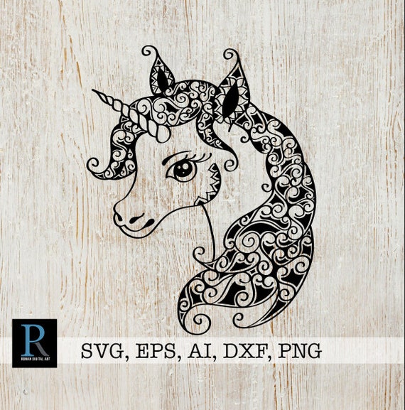 Download Unicorn Zentangle SVG Unicorn Mandala SVG | Etsy