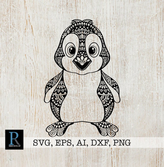 Download Penguin Mandala Svg Zentangle Penguin Design For Cricut Etsy