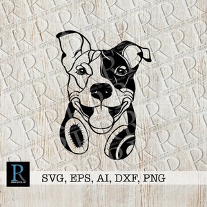 Pit bull SVG Cut File, Pit Bull With Headphones, single layered