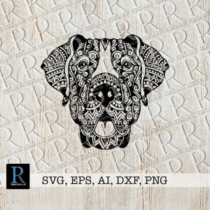 Zentangle Great Dane SVG, Great Dane Cut File, single layered