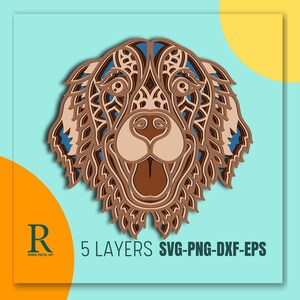 Golden Retriever 3D Mandala SVG: Multilayer Laser Cut File