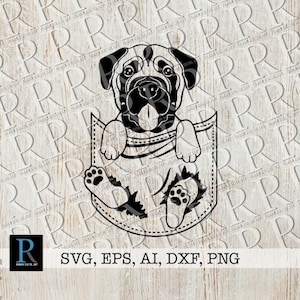 Bullmastiff Pocket SVG: Single Layer Dog Cut File
