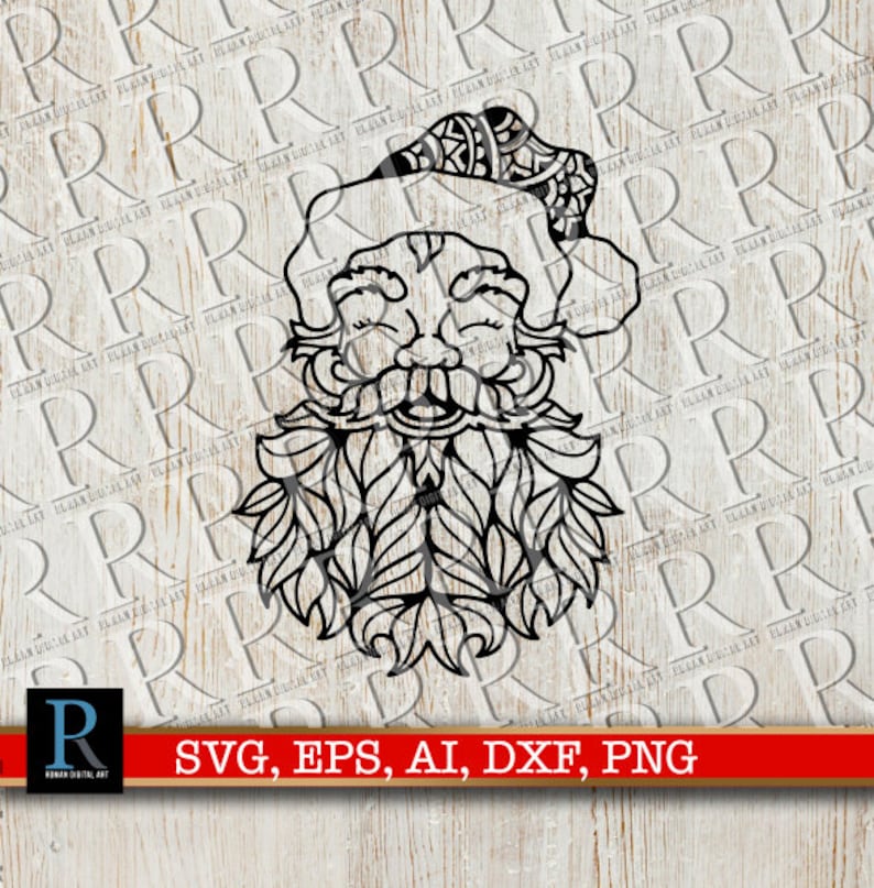 Download Santa Claus SVG File Christmas SVG File Zentangle Santa | Etsy
