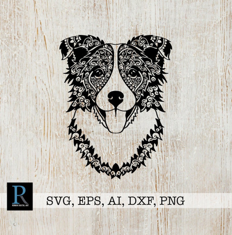 Download Zentangle Border Collie SVG Cut File Australian Shepherd ...