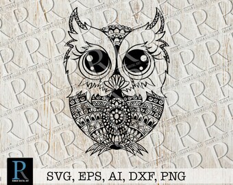 Zentangle Owl SVG, Mandala Owl SVG, Owl for cricut, zentangle for cricut, Owl cricut design, intricate svg file, single layered