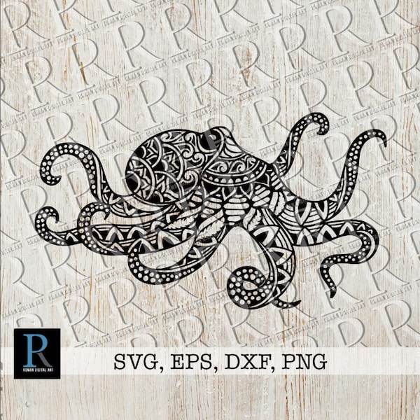 Mandala Octopus SVG Cut file, Zentangle Octopus SVG Cricut Design for crafting, Animal file for decal and T shirt, single layered