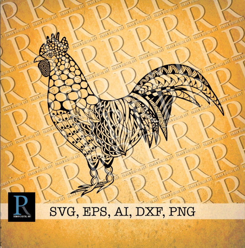Download Zentangle Rooster SVG Mandala Rooster SVG Rooster for | Etsy