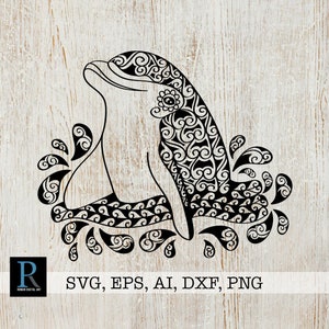 Zentangle Dolphin SVG, Mandala Dolphin SVG, single layered