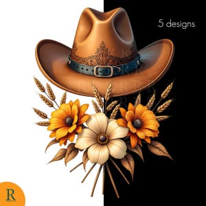 Floral Cowboy Hat PNG: Rustic Western Sublimation (Digital Download)
